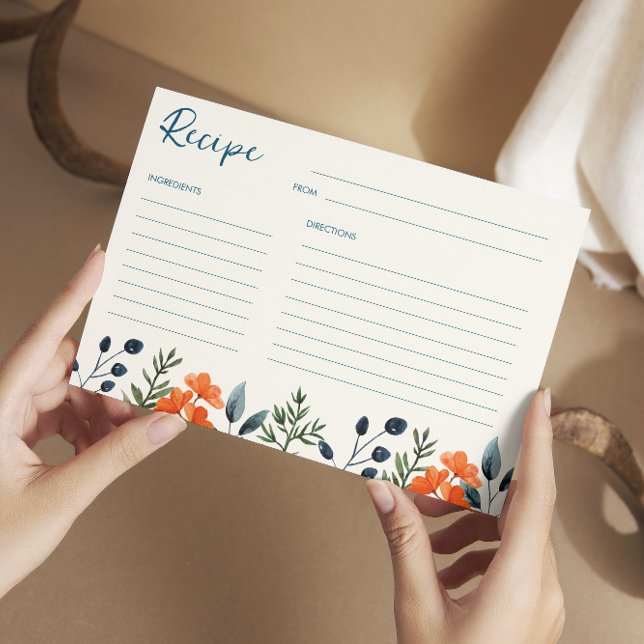 Blühende botanische Brautparty Rezept-Karte Feiertagskarte (Von Creator hochgeladen)