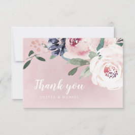 Blühende botanische Errötung der Aquarellblüte Dankeskarte