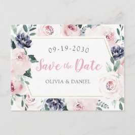 Blühende botanische Errötung Save the Date Ankündigungspostkarte