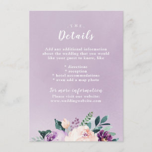 Blühende botanische florale Hochzeitseinlegekarte Begleitkarte