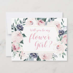 Blühende botanische rosa Wirst du mein Blumenmädch Einladung