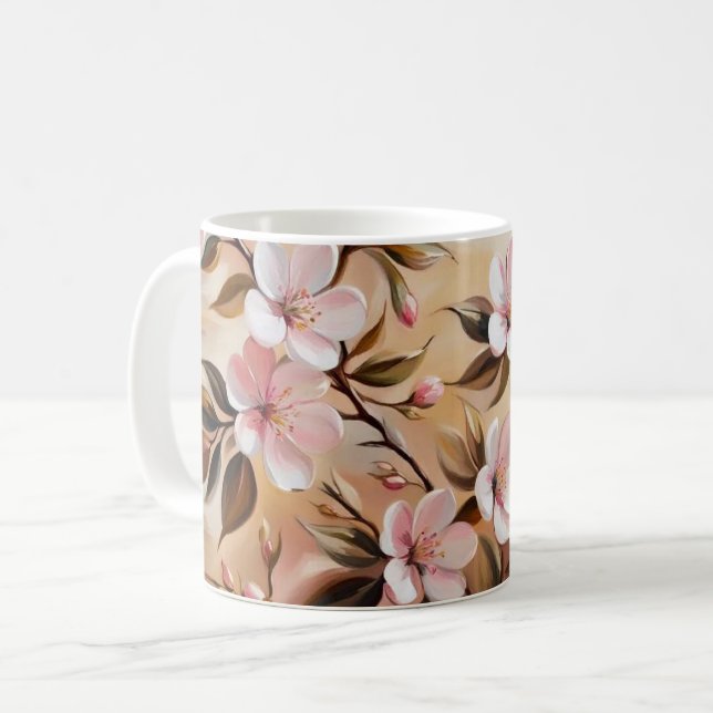 Blühende Branchentücher Kaffeetasse (Vorderseite Links)