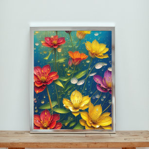 Blühende Brillanz: regenküsste Blume Fotodruck