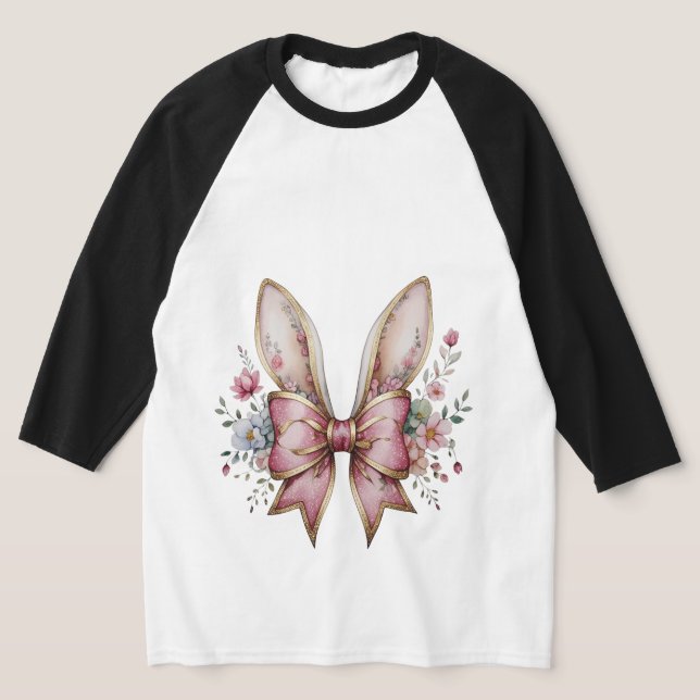 Blühende Bunny Ears mit rosa Bow - Elegantes Chino T-Shirt (Ablage )
