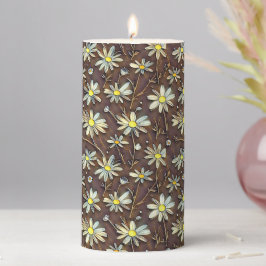 Blühende Camomiles - Modernes Blumenmuster-Design Stumpenkerze