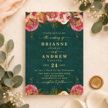Blühende Chic Deep Teal Grün Foto Hochzeit Gold