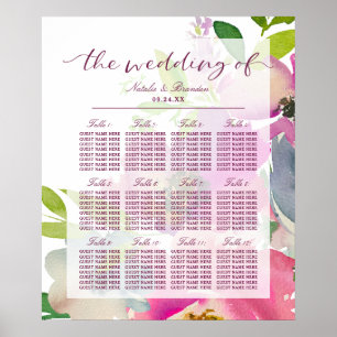 Blühende Chic Mint & Blush 12 Tisch Sitzordnung Poster