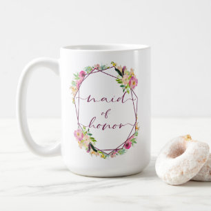 Blühende Chic Mint & Blush Pink Brautjungfer Kaffeetasse