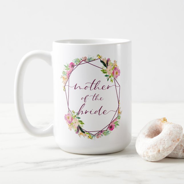 Blühende Chic Minze & Rosafarbene Brautmutter Kaffeetasse (Mit Donut)