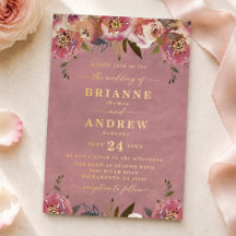 Blühende Chic Wild Rose Pink Foto Hochzeit Gold