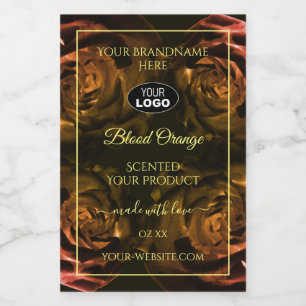 Blühende dunkelrote Orange-Rose Logo für Produktma Lebensmitteletikett