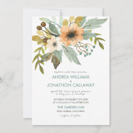 Blühende Einladung zur Hochzeit von Wasserfarben