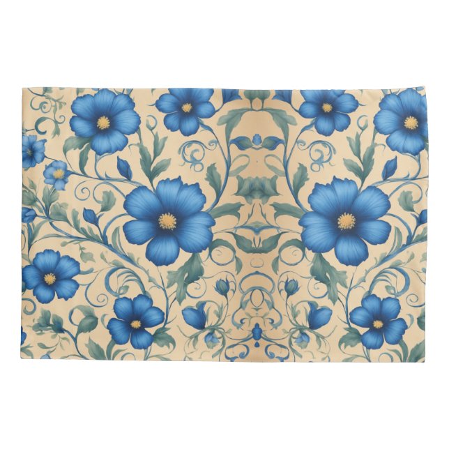 Blühende Eleganz: Blumenmuster-Kissen Kissenbezug (Rückseite)