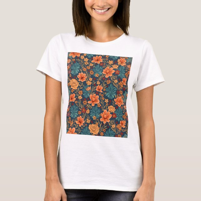 Blühende Eleganz: Retro-Sammlung T-Shirt (Vorderseite)