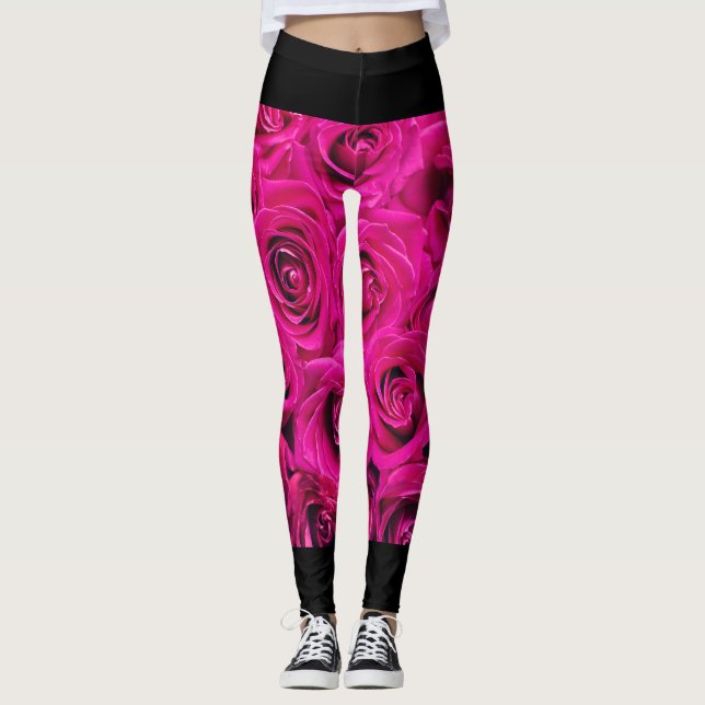 "Blühende Eleganz: Rose Muster Leggings" Leggings (Vorderseite)