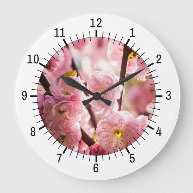 Blühende Erde - rosa Paradise Große Wanduhr (Vorderseite)