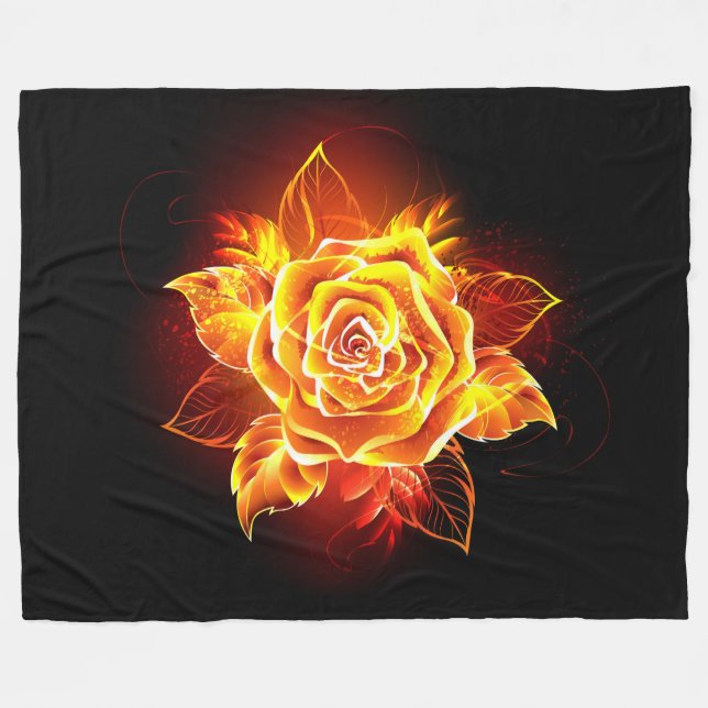 Blühende Feuerrose Fleecedecke (Vorderseite (Horizontal))