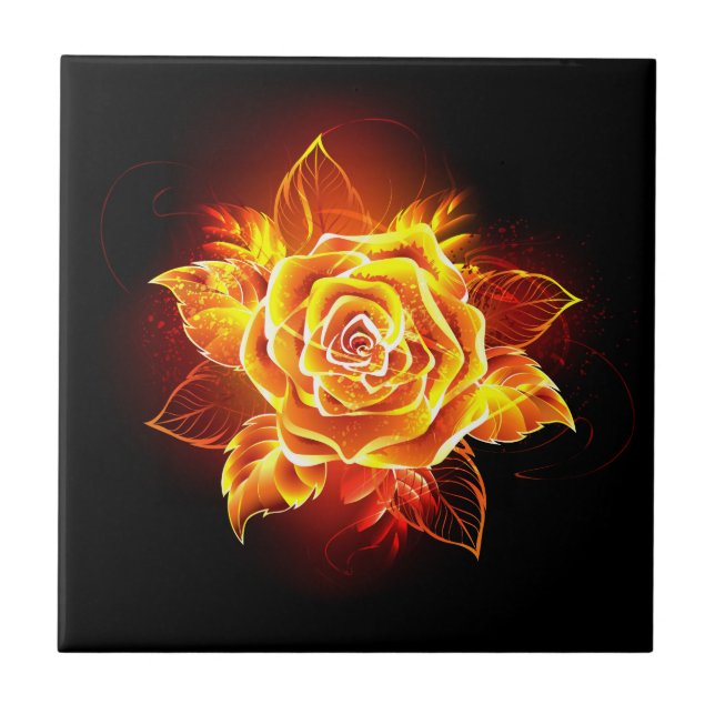 Blühende Feuerrose Fliese (Vorderseite)