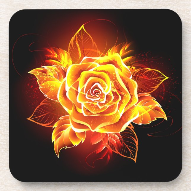 Blühende Feuerrose Getränkeuntersetzer (Vorderseite)
