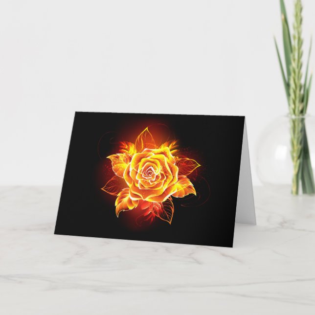Blühende Feuerrose Karte (Vorderseite)