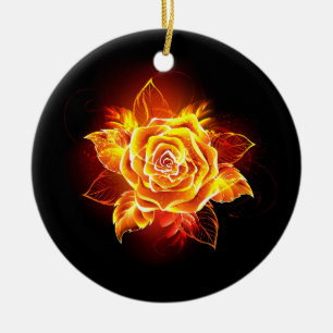 Blühende Feuerrose Keramik Ornament