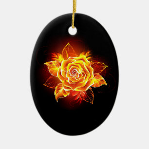 Blühende Feuerrose Keramik Ornament