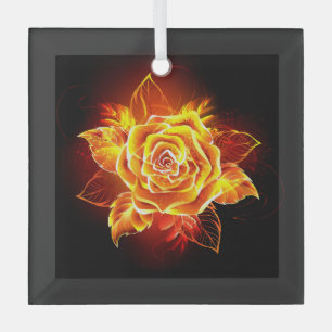 Blühende Feuerrose Ornament Aus Glas
