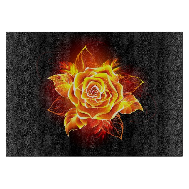 Blühende Feuerrose Schneidebrett (Vorderseite)