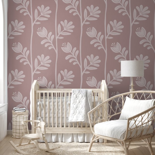 Blühende Florale Silhouette XL Blumen Tapete (Kinder)