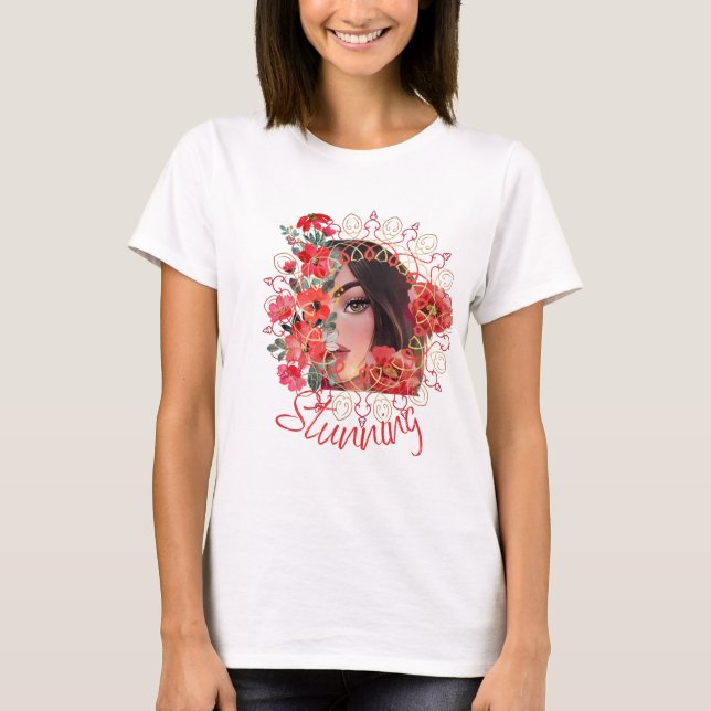 Blühende Frau, Print on Demand T - Shirt (Vorderseite)