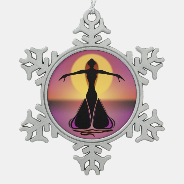 Blühende Frau Schneeflocken Zinn-Ornament (Vorderseite)