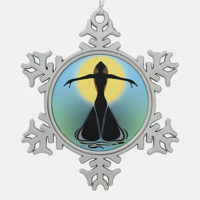 Blühende Frau Schneeflocken Zinn-Ornament (Vorderseite)