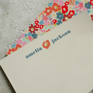 Blühende Freude Kühn Helle Blumen Personalized Mitteilungskarte