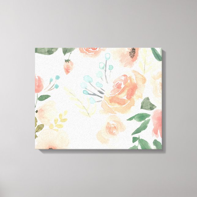 Blühende Freude | Pastell Peach Leinwanddruck (Vorderseite)