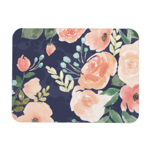 Blühende Freude   Peach & Blue Rose & Poppies Magnet