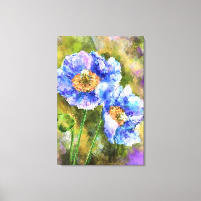 Blühende Frühlingsblumen Abstrakte Kunstmalerei Leinwanddruck (Vorderseite)