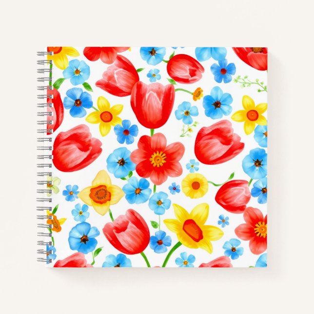 Blühende Frühlingsblumen Notizbuch (Vorderseite)