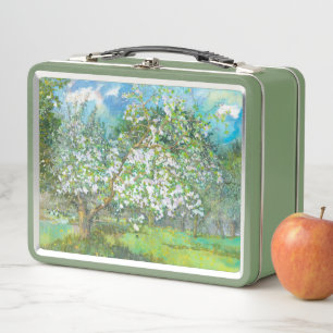 Blühende Gartenmalerei Aquarell Metall Brotdose