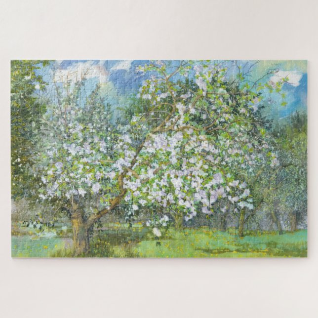 Blühende Gartenmalerei Aquarell Puzzle (Horizontal)