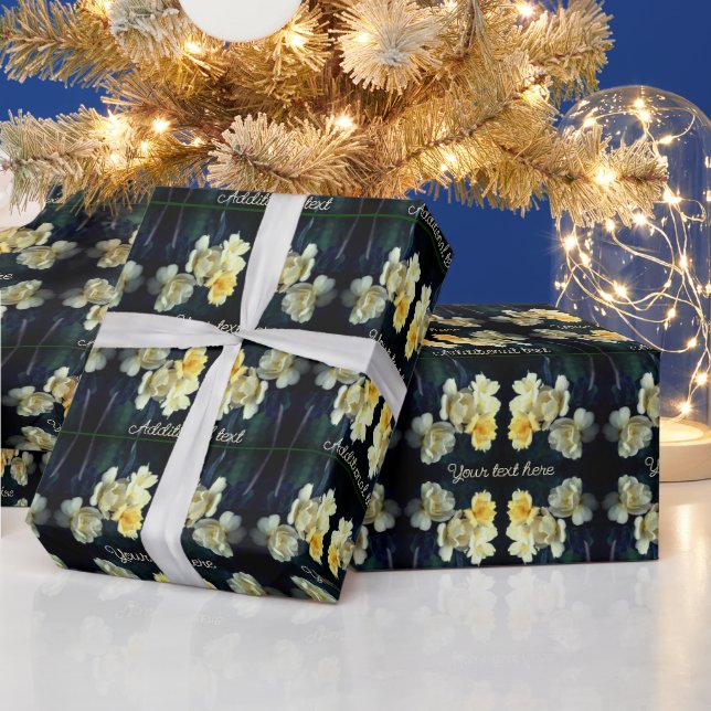 Blühende Gelbrosen Abstrakt Personalisiert Geschenkpapier (Feiertage)