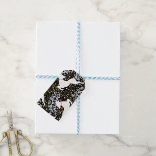 Blühende goldene Weihnachtsblume Hirsche Geschenkanhänger