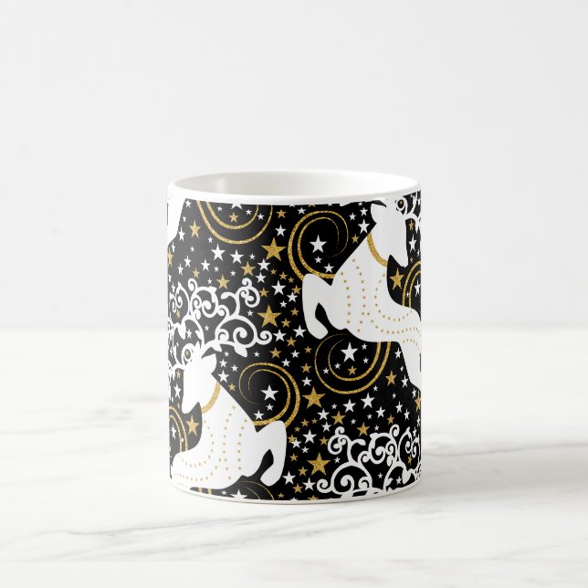 Blühende goldene Weihnachtsblume Hirsche Kaffeetasse (Mittel)