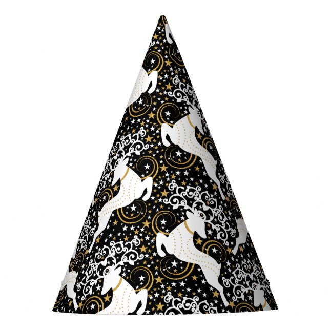 Blühende goldene Weihnachtsblume Hirsche Partyhütchen (Vorderseite)