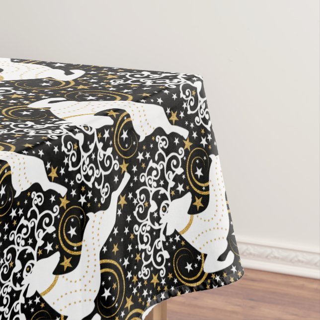 Blühende goldene Weihnachtsblume Hirsche Tischdecke (Beispiel)