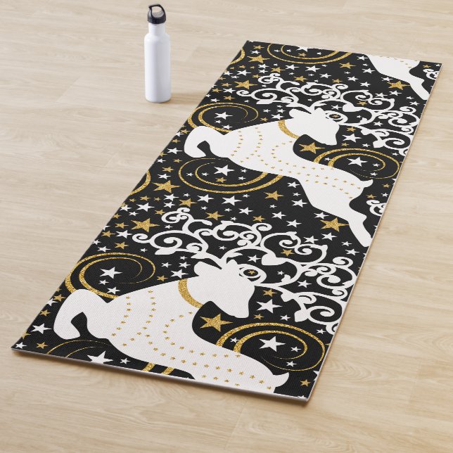 Blühende goldene Weihnachtsblume Hirsche Yogamatte (Beispiel)