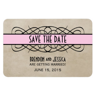 Blühende Grenze Save the Date Magnet, Rosa Magnet