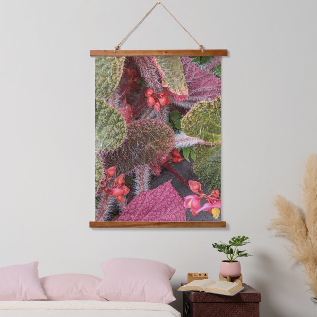 Blühende Hairy Begonia Floral Wandteppich Mit Holzrahmen (Schlafzimmer)