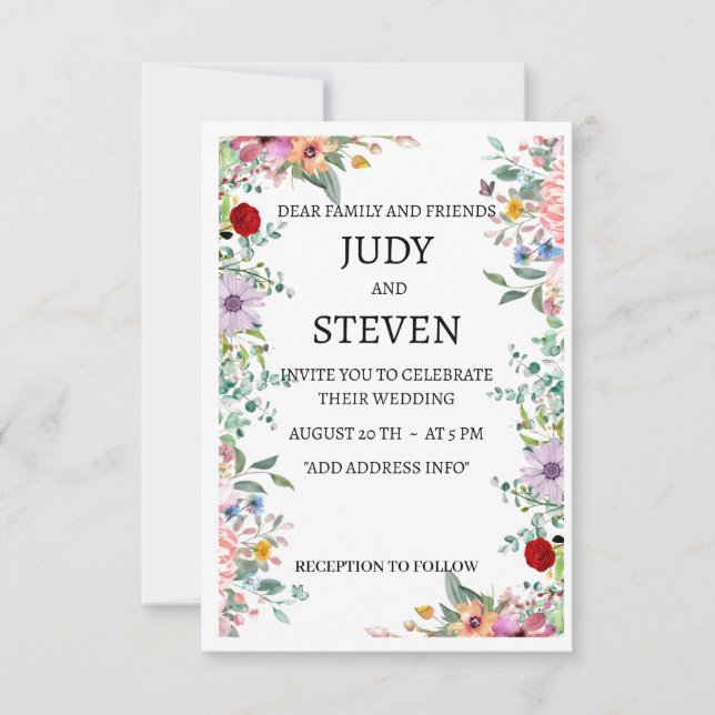 "Blühende Harmonie" Lebendige Multicolor-Blüte Save The Date (Vorderseite)