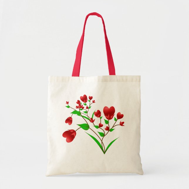 Blühende Herz-Taschen-Tasche Tragetasche (Vorne)