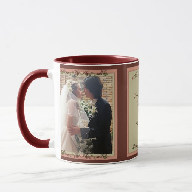 Blühende Herzen Anpassbare Heiratszustände Tasse (Links)